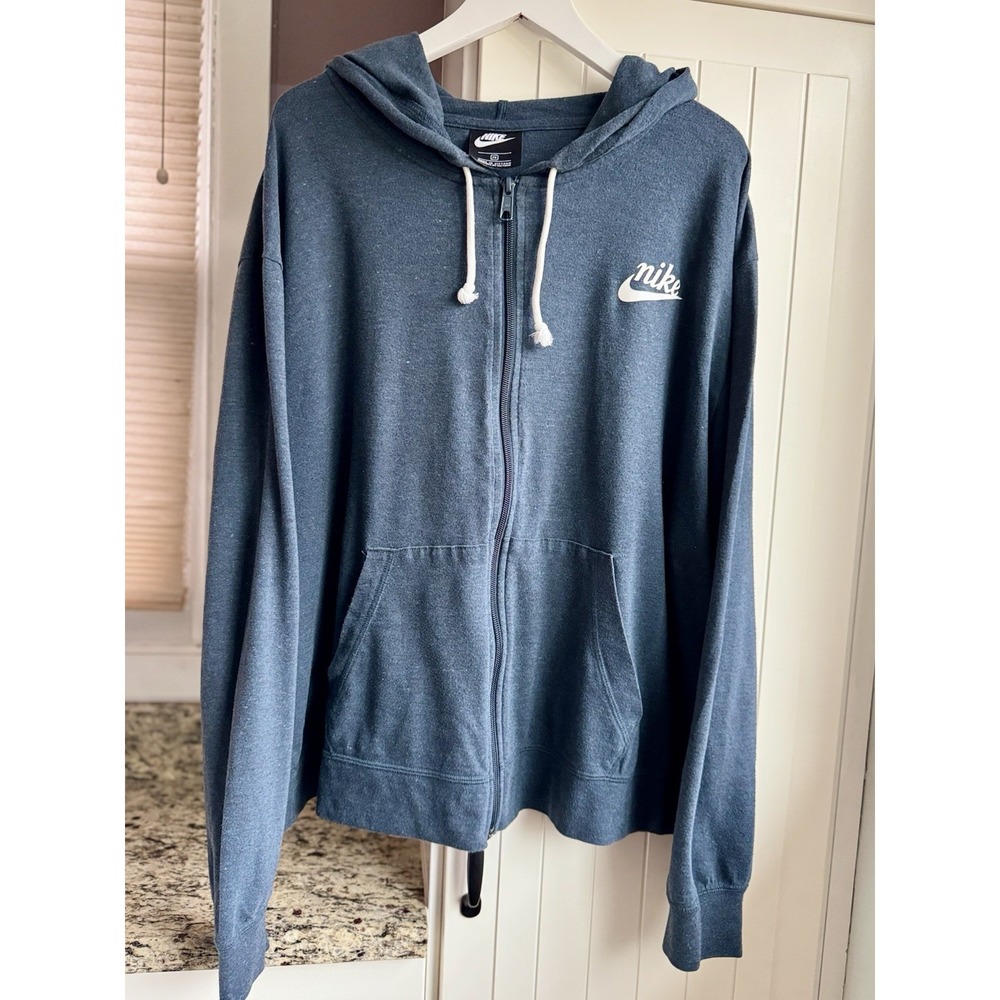 Nike Sportswear Gym Vintage Full Zip Hoodie Blue Organic Cotton 2X CT0635-458